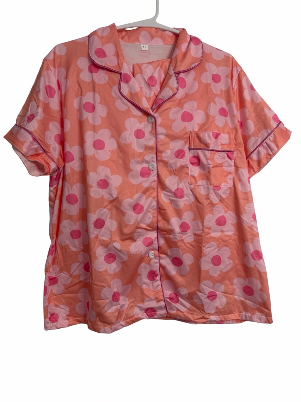 Women's Peach Floral Short-Sleeve Pajama Set